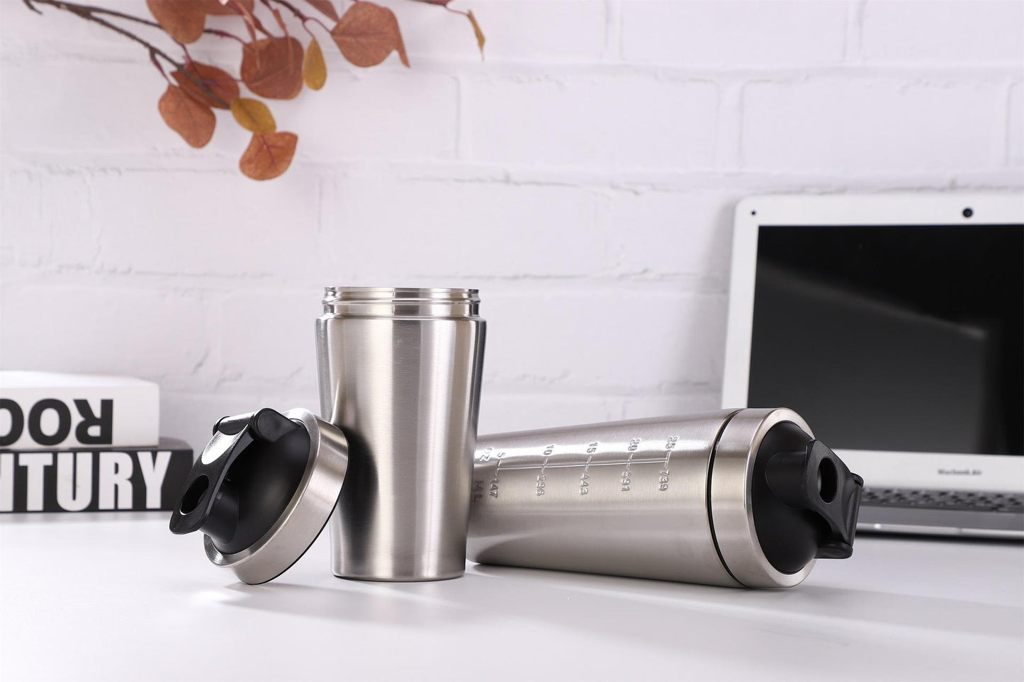 Evonouk Stainless Steel Protein Shaker Bottle