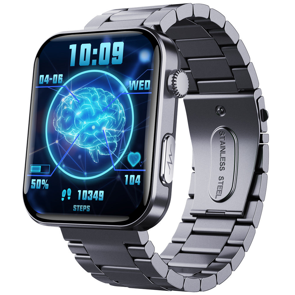 Evonouk Smartwatch – Fitness & Health Tracker - Black Three Plants Stainless Steel