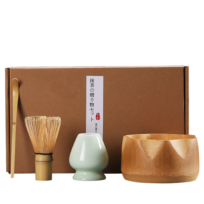 Traditional matcha tea kit with brown wooden bowl – Evonouk