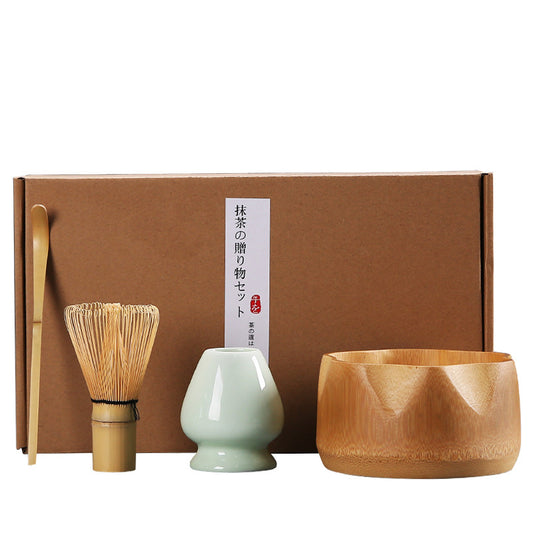 Traditional matcha tea kit with brown wooden bowl – Evonouk